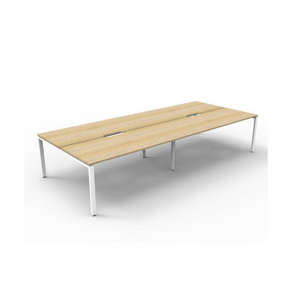 Rapidline Deluxe Infinity Back to Back 4 Person Workstation Profile Leg 1200 x 750mm Natural Oak / White Satin