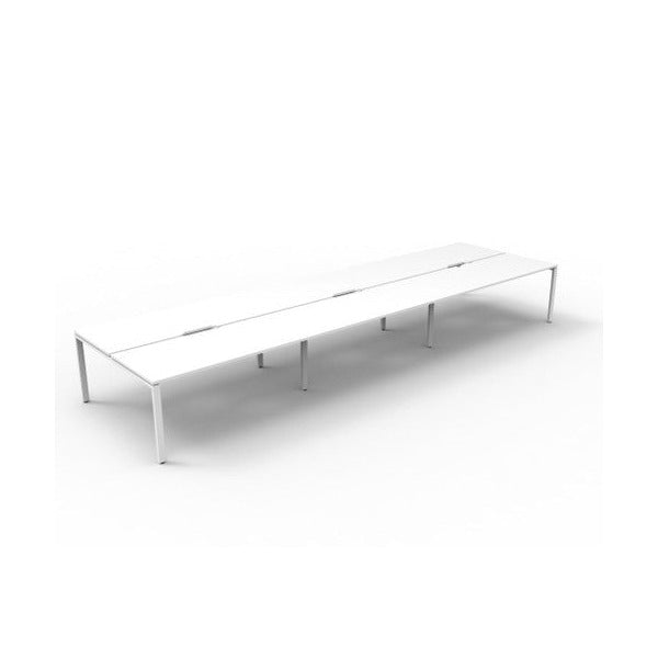 Rapidline Deluxe Infinity Back to Back 6 Person Workstation Profile Leg 1500 x 750mm Natural White / White Satin
