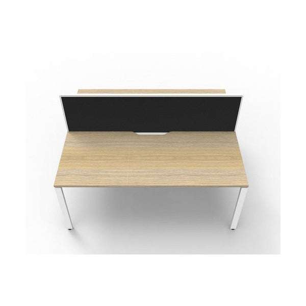 Rapidline Deluxe Infinity Back to Back 2 Person Workstation Profile Leg 1800 x 750mm with Screen Natural Oak / White Satin
