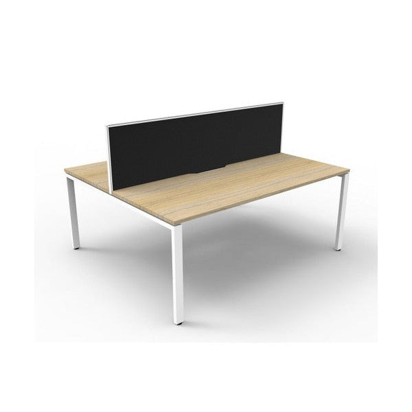 Rapidline Deluxe Infinity Back to Back 2 Person Workstation Profile Leg 1800 x 750mm with Screen Natural Oak / White Satin