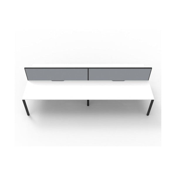 Rapidline Deluxe Infinity Back to Back 4 Person Workstation Profile Leg 1200 x 750mm with Screen Natural White / Black Satin