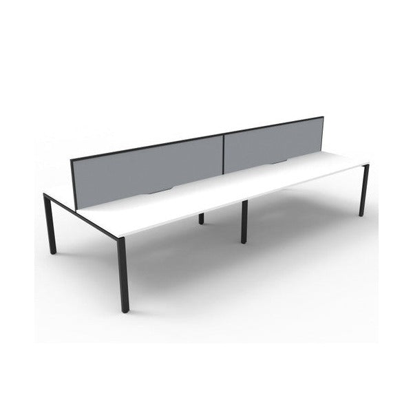Rapidline Deluxe Infinity Back to Back 4 Person Workstation Profile Leg 1200 x 750mm with Screen Natural White / Black Satin