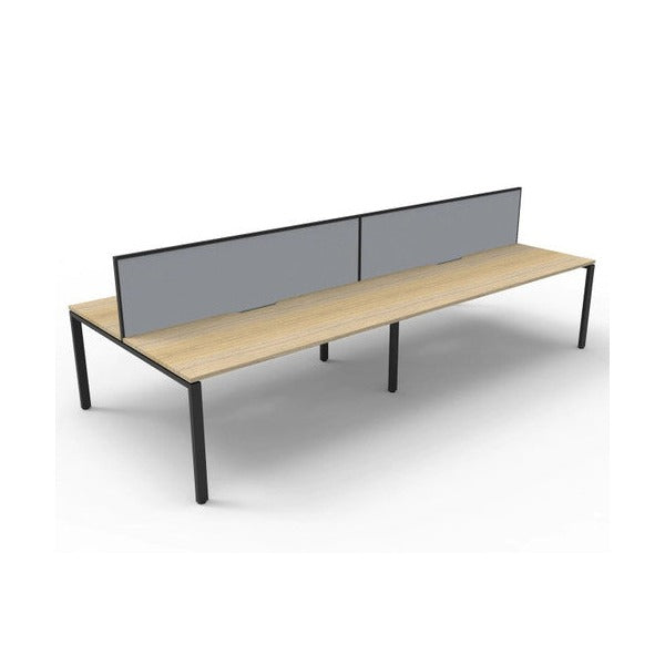 Rapidline Deluxe Infinity Back to Back 4 Person Workstation Profile Leg 1500 x 750mm with Screen Natural Oak / Black Satin