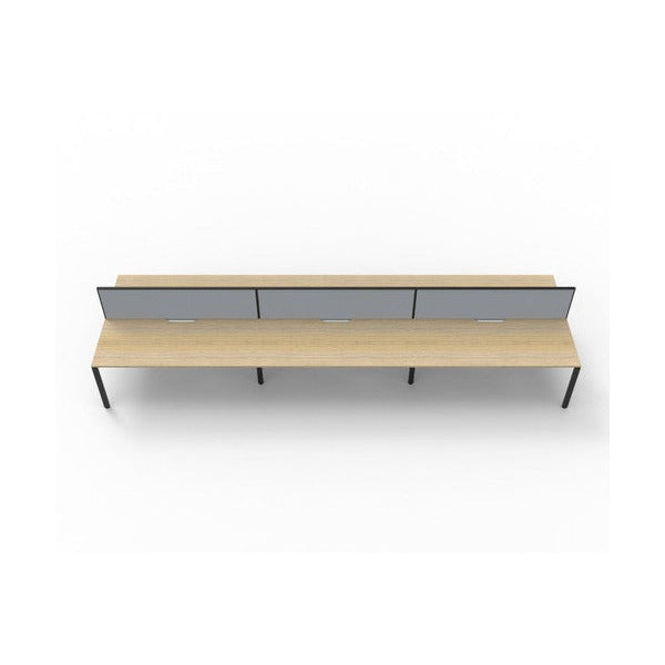 Rapidline Deluxe Infinity Back to Back 6 Person Workstation Profile Leg 1200 x 750mm with Screen Natural Oak / Black Satin