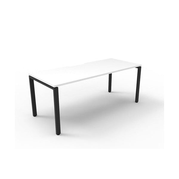Rapidline Deluxe Infinity Single Sided Workstation Profile Leg 1500 x 750mm Natural White / Black Satin