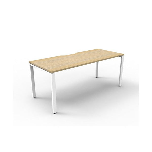 Rapidline Deluxe Infinity Single Sided Workstation Profile Leg 1800 x 750mm Natural Oak / White Satin