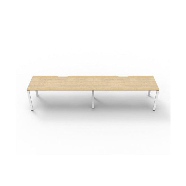 Rapidline Deluxe Infinity Single Sided 2 Person Workstation Profile Leg 1500 x 750mm Natural Oak / White Satin