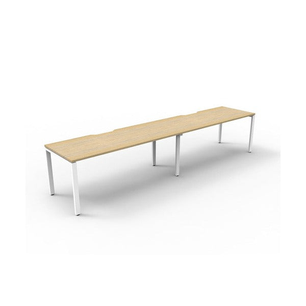 Rapidline Deluxe Infinity Single Sided 2 Person Workstation Profile Leg 1500 x 750mm Natural Oak / White Satin