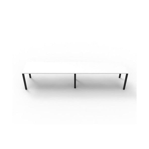Rapidline Deluxe Infinity Single Sided 2 Person Workstation Profile Leg 1500 x 750mm Natural White / Black Satin
