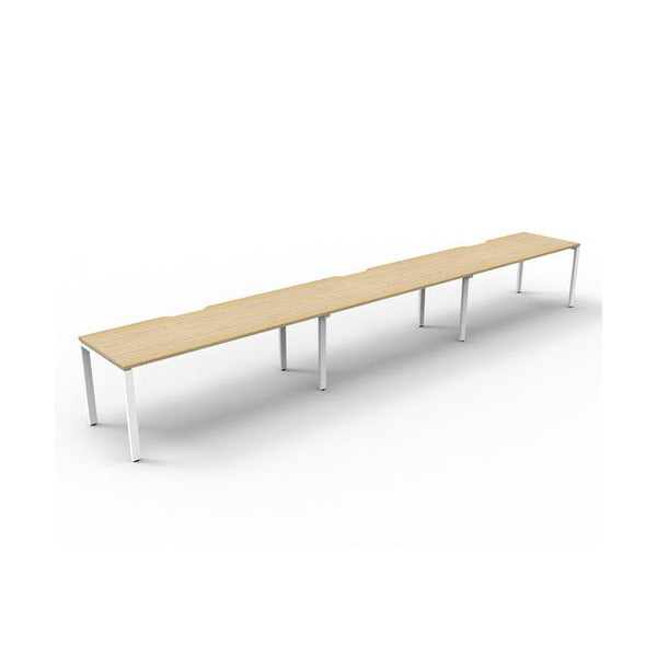 Rapidline Deluxe Infinity Single Sided 3 Person Workstation Profile Leg 1200 x 750mm Natural Oak / White Satin