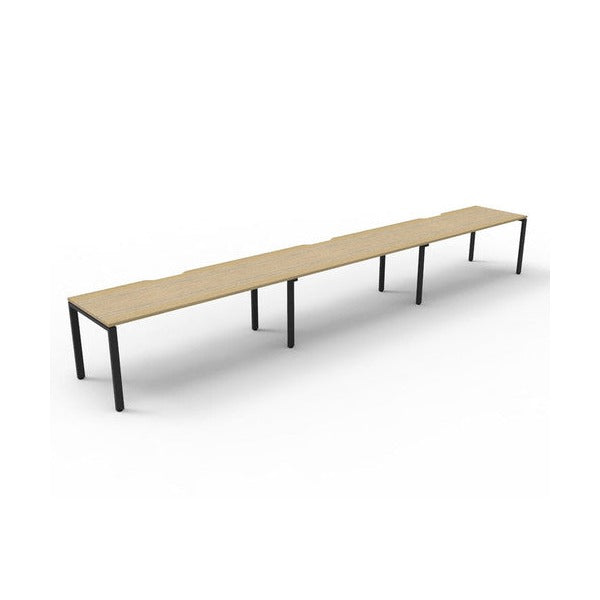 Rapidline Deluxe Infinity Single Sided 3 Person Workstation Profile Leg 1800 x 750mm Natural Oak / Black Satin