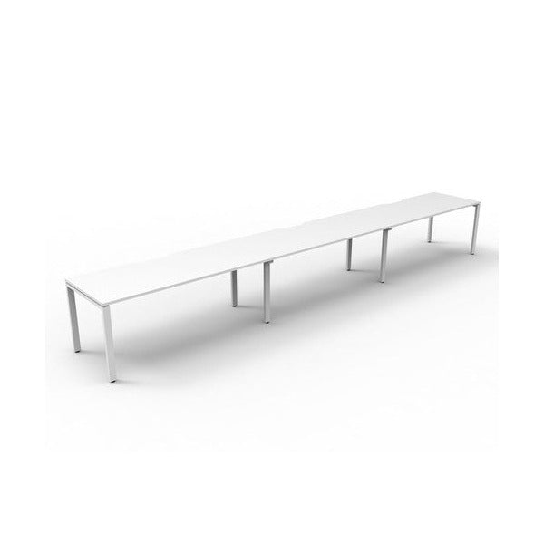 Rapidline Deluxe Infinity Single Sided 3 Person Workstation Profile Leg 1800 x 750mm Natural White / White Satin