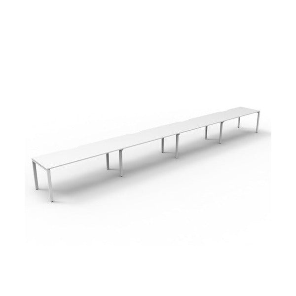 Rapidline Deluxe Infinity Single Sided 4 Person Workstation Profile Leg 1200 x 750mm Natural White / White Satin