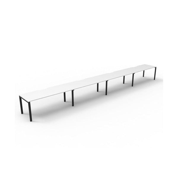 Rapidline Deluxe Infinity Single Sided 4 Person Workstation Profile Leg 1500 x 750mm Natural White / Black Satin