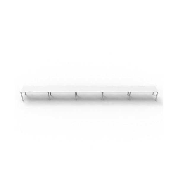 Rapidline Deluxe Infinity Single Sided 5 Person Workstation Profile Leg 1500 x 750mm Natural White / White Satin