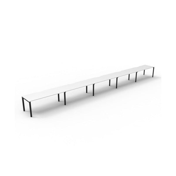 Rapidline Deluxe Infinity Single Sided 5 Person Workstation Profile Leg 1800 x 750mm Natural White / Black Satin