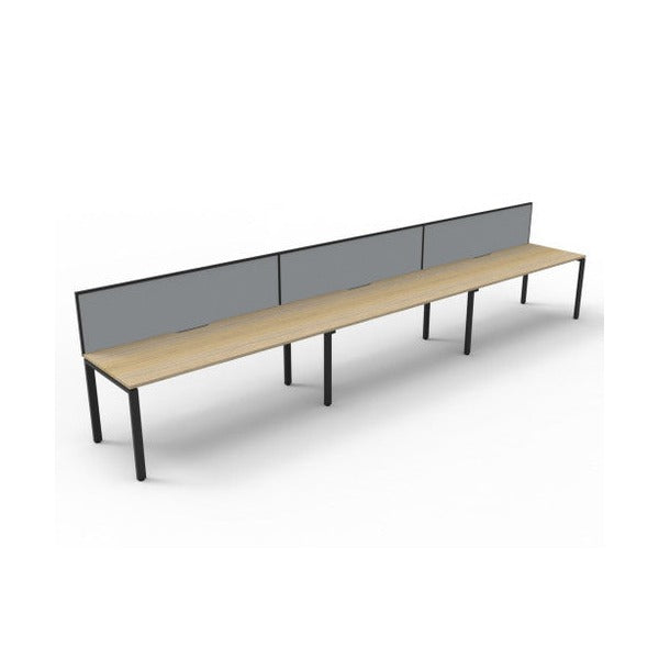 Rapidline Deluxe Infinity Single Sided 3 Person Workstation Profile Leg 1500 x 750mm with Screen Natural Oak / Black Satin