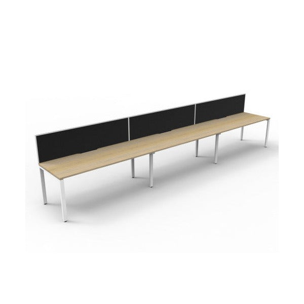 Rapidline Deluxe Infinity Single Sided 3 Person Workstation Profile Leg 1500 x 750mm with Screen Natural Oak / White Satin