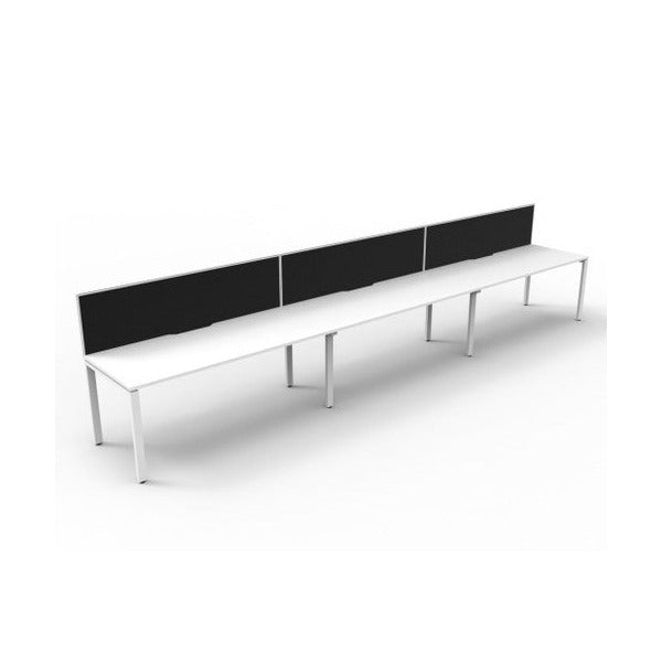 Rapidline Deluxe Infinity Single Sided 3 Person Workstation Profile Leg 1500 x 750mm with Screen Natural White / White Satin