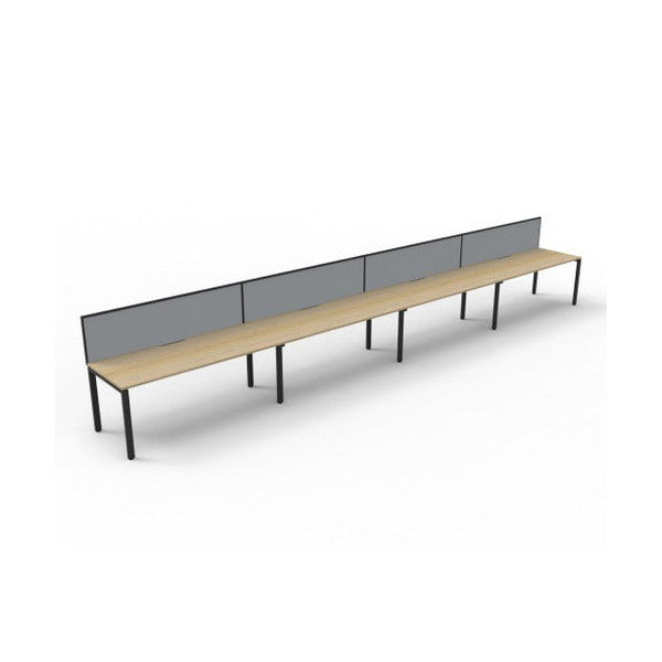 Rapidline Deluxe Infinity Single Sided 4 Person Workstation Profile Leg 1200 x 750mm with Screen Natural Oak / Black Satin