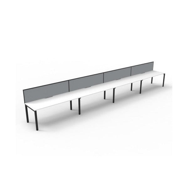 Rapidline Deluxe Infinity Single Sided 4 Person Workstation Profile Leg 1200 x 750mm with Screen Natural White / Black Satin
