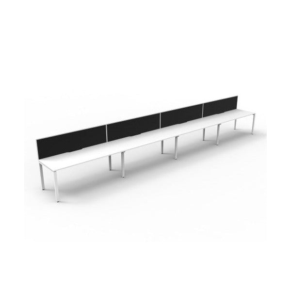 Rapidline Deluxe Infinity Single Sided 4 Person Workstation Profile Leg 1800 x 750mm with Screen Natural White / White Satin
