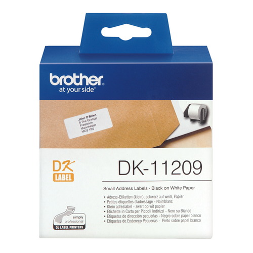Brother DK-11209 29mm x 62mm Black on White Small Address Label Roll