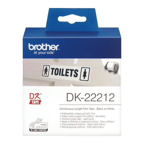 Brother DK-22212 62mm x 15.24m Black on White Continuous Film Label Roll