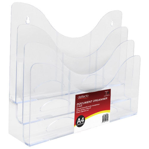 Deflecto 3 Pocket 3 Tier Brochure Holder A4 Landscape Clear