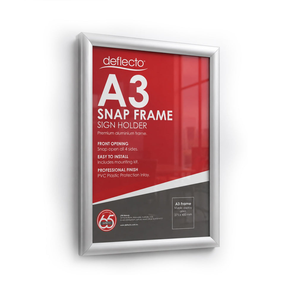 Deflecto Aluminium Snap Frame A3 Silver