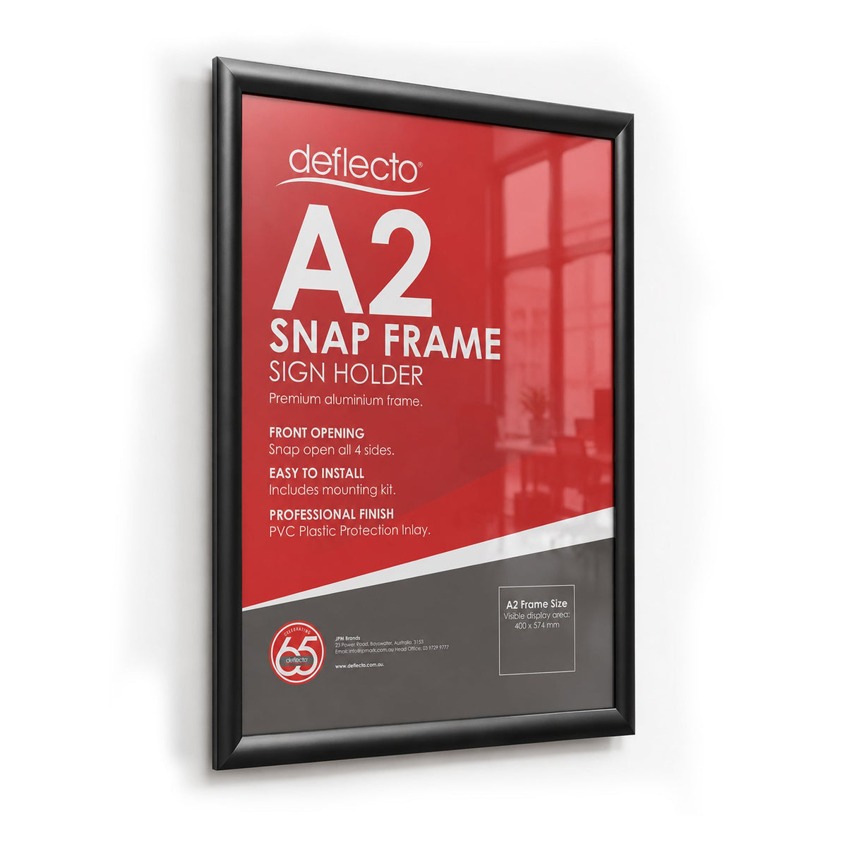 Deflecto A2 Black Snap Frame 25mm Profile