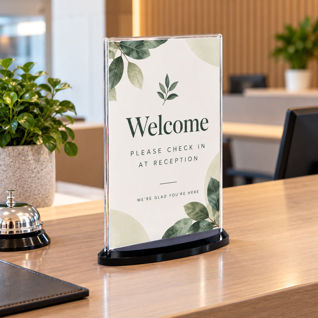 Deflecto Double Sided Oval Base Sign Holder A5 Portrait