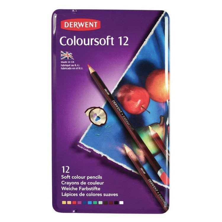 Derwent Coloursoft Pencils Assorted Tin of 12 Box of 6