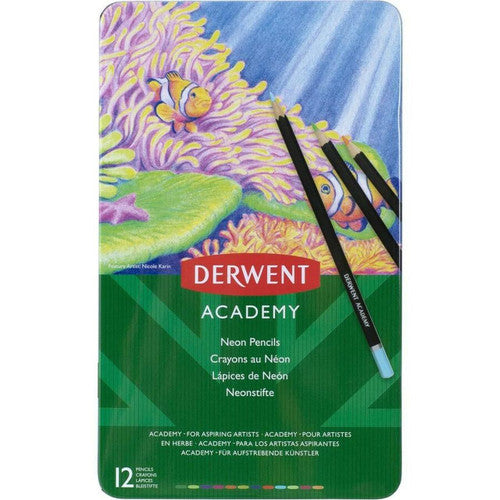 Derwent Academy Colour Pencils Neon Assorted Tin of 12