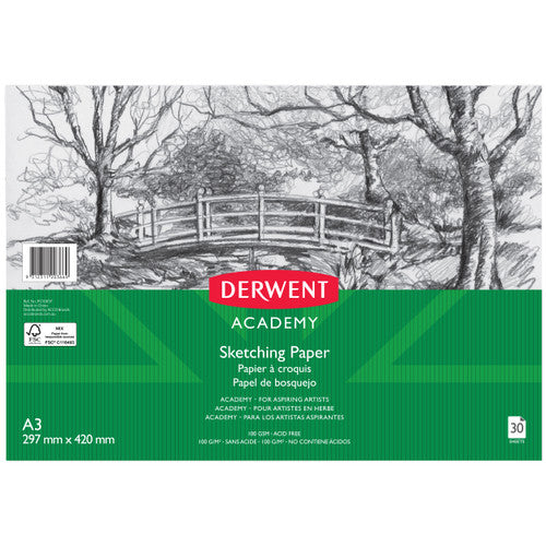 Derwent Academy Sketch Pad A3 Portrait 30 Sheets Box of 5