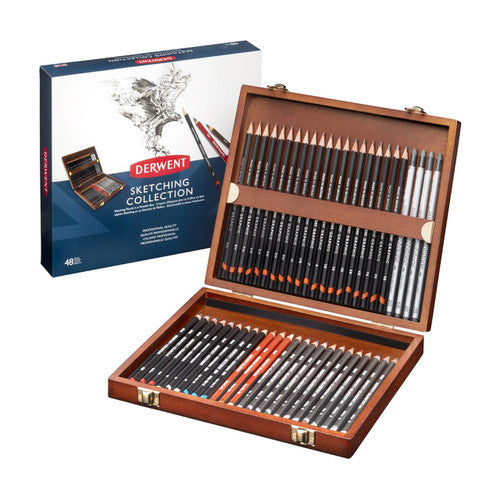 Derwent Academy Sketching Pencils Wooden Box Set of 48