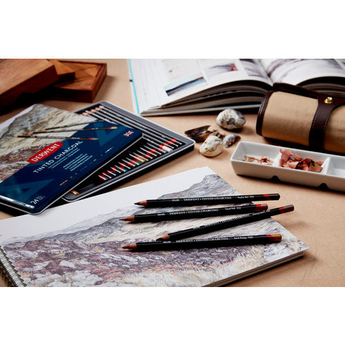 Derwent Tinted Charcoal Pencil Green Moss Box of 6