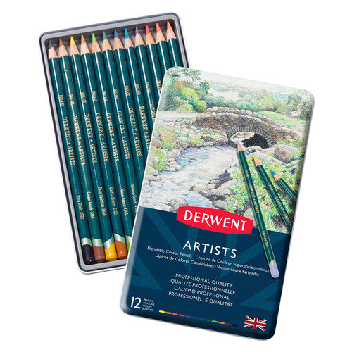 Derwent Artists Pencils Assorted Tin Set of 6 x 12