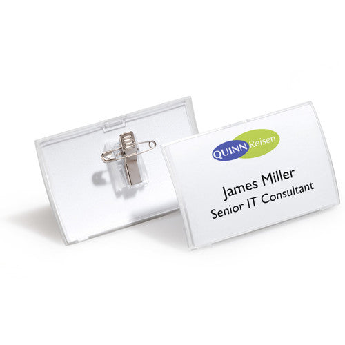 Durable Click Fold Name Badge Combi Clip Clear Box 25