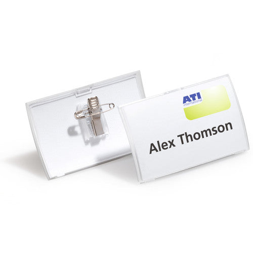 Durable Click Fold Name Badge Combi Clip Clear Box 25