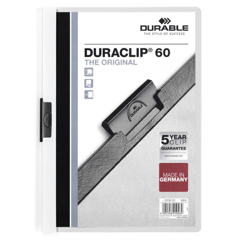Durable Duraclip 60 Document File A4 60 Sheet Capacity White Each