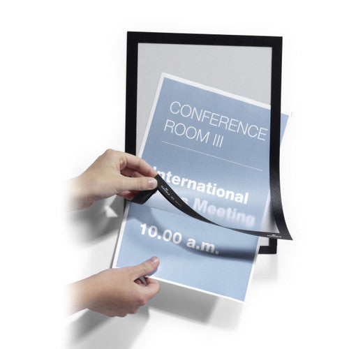 Durable Duraframe A4 Sign Holder with Adhesive Back Black