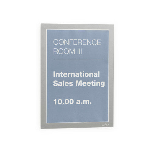 Durable Duraframe A4 Sign Holder Silver Retail Pack