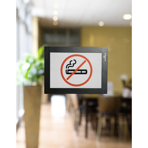 Durable Duraframe A6 Sign Holder Adhesive Back Black Pack 2