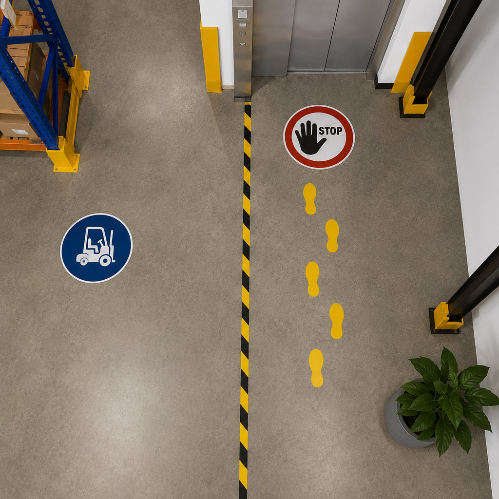 Durable Floor Marking Shape Foot Yellow Pack 10