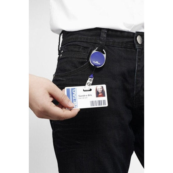 Durable Name Badge Reel Style 80cm Blue Box 10