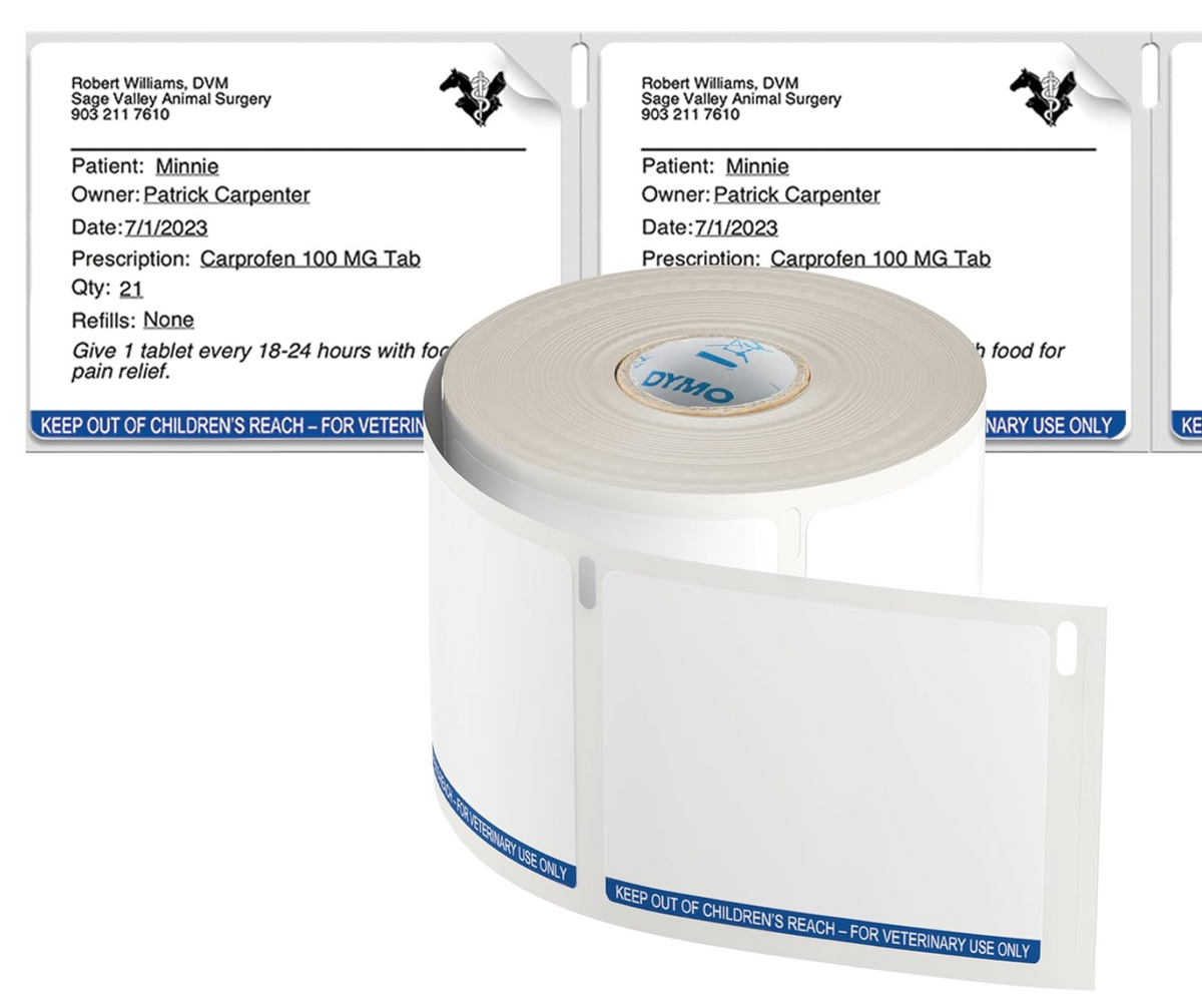 Dymo LabelWriter Veterinary Drug Labels 70 x 54mm Pack of 6 Rolls