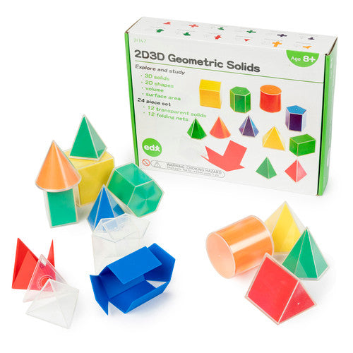 EDX Education 2D and 3D Geometric Solids Set of 12