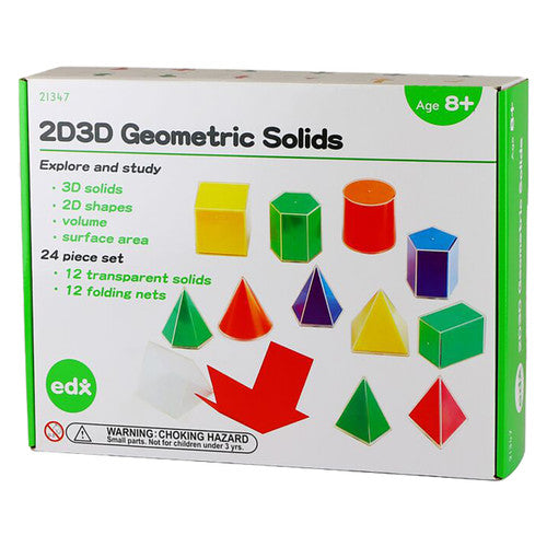 EDX Education 2D and 3D Geometric Solids Set of 12