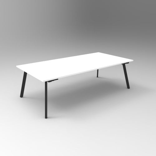 Rapidline Eternity Rectangle Meeting and Boardroom Table 2400 x 1200mm Natural White / Black Satin